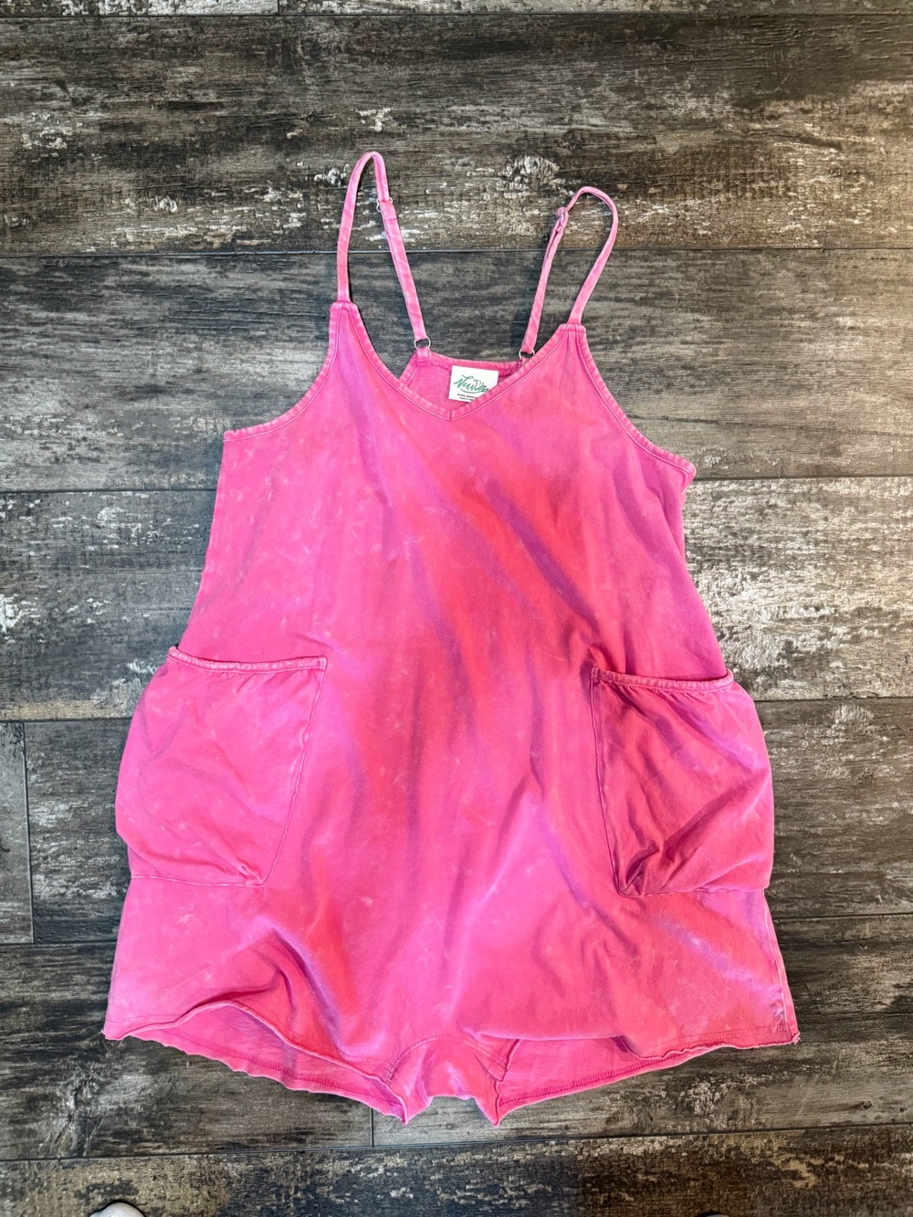 Pink Women's Sleeveless Romper with Front Pockets
